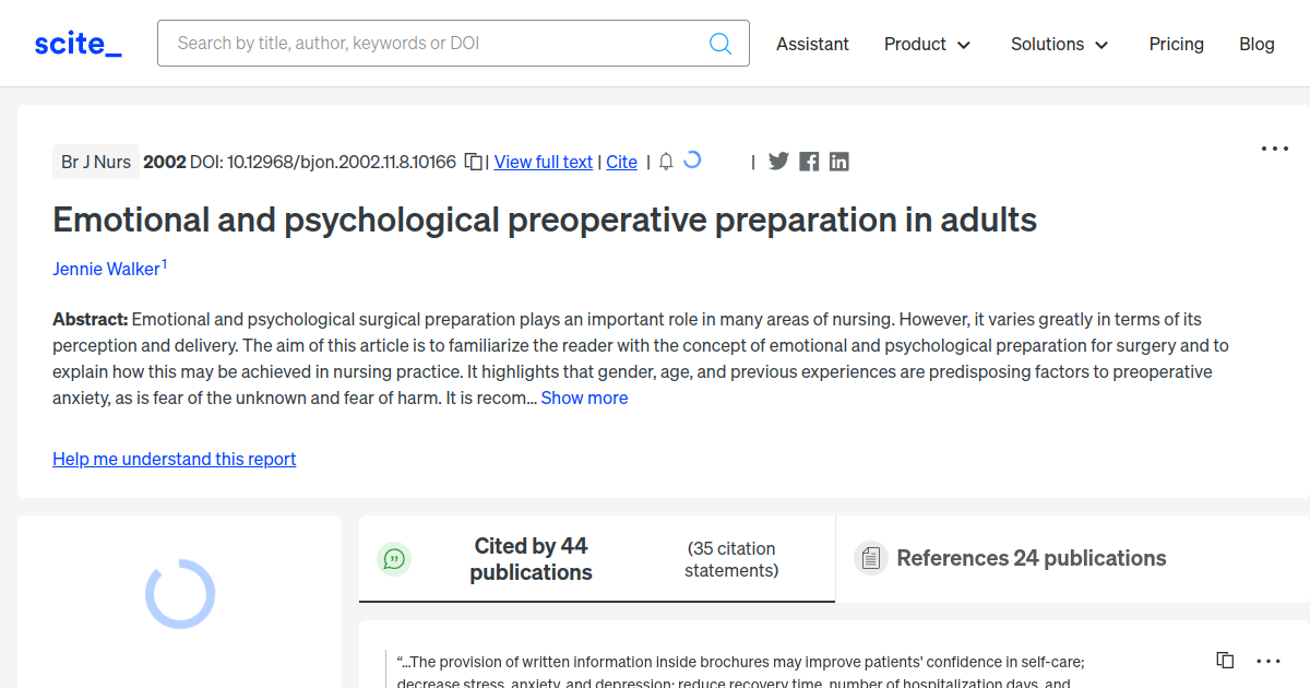 Emotional and psychological preoperative preparation in adults - [scite ...