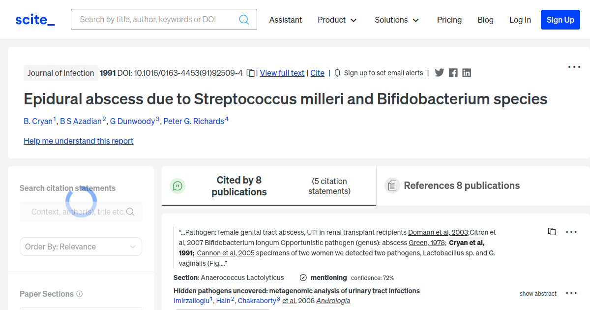 Epidural abscess due to Streptococcus milleri and Bifidobacterium ...