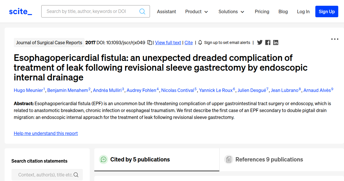 Esophagopericardial fistula: an unexpected dreaded complication of ...