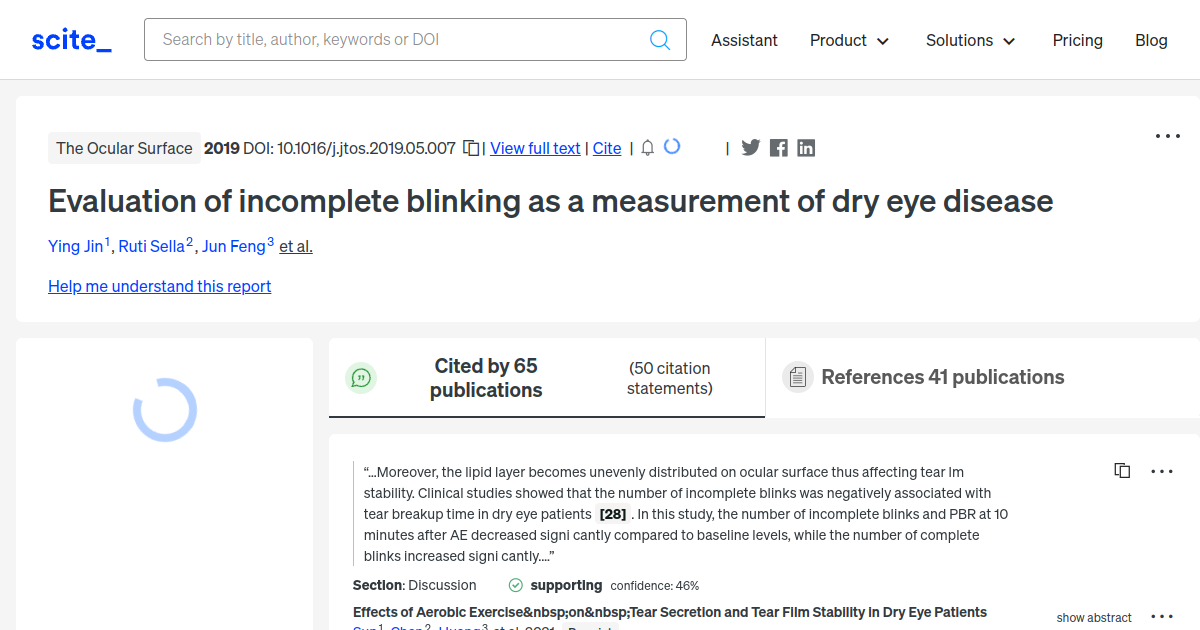 Evaluation of incomplete blinking as a measurement of dry eye disease ...