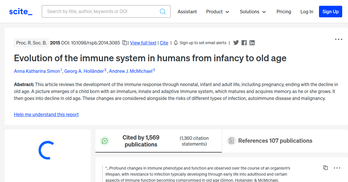 Evolution of the immune system in humans from infancy to old age