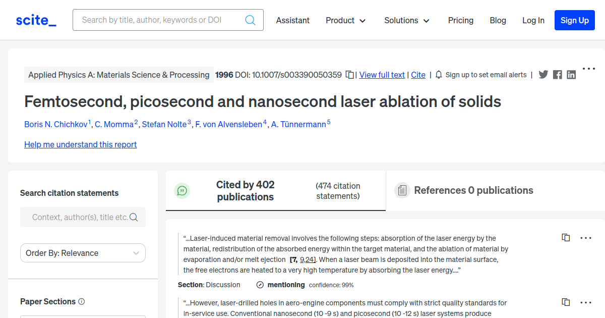 Femtosecond, picosecond and nanosecond laser ablation of solids ...