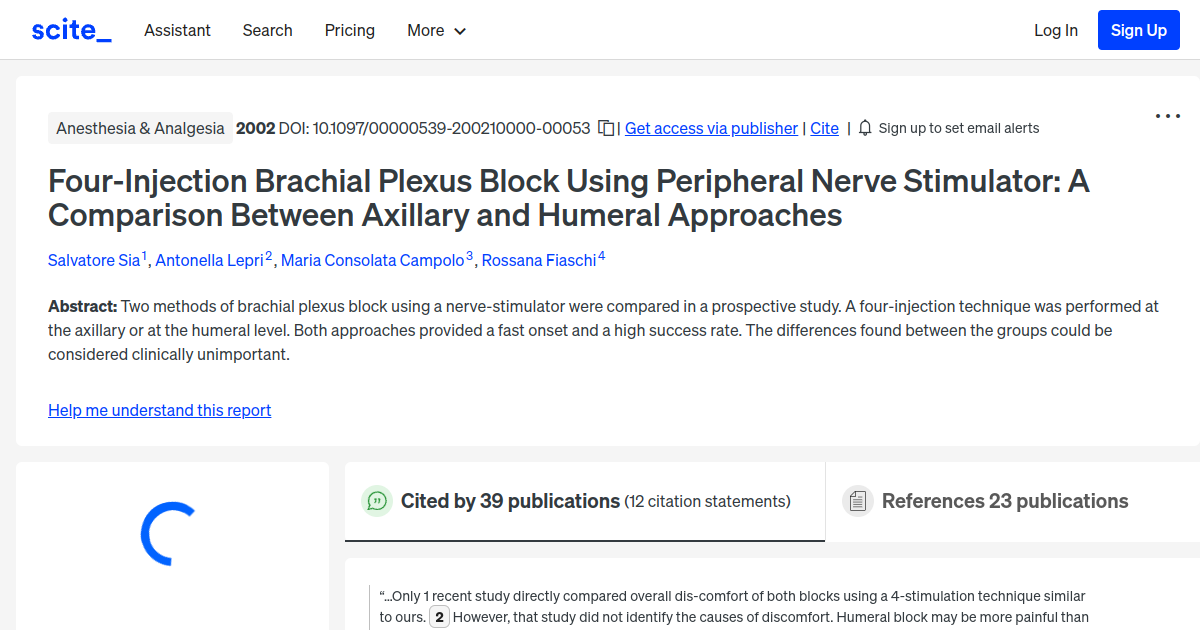Four-Injection Brachial Plexus Block Using Peripheral Nerve Stimulator ...