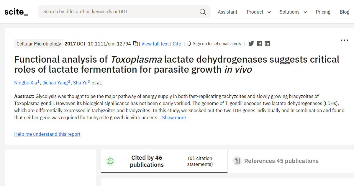 Functional analysis of Toxoplasma lactate dehydrogenases suggests ...