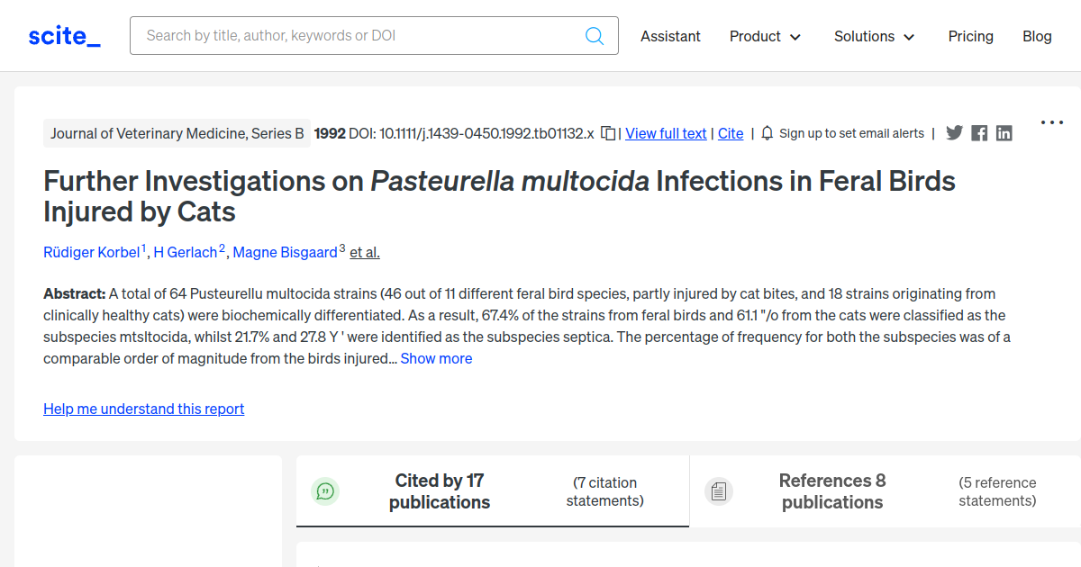 Further Investigations on Pasteurella multocida Infections in Feral ...