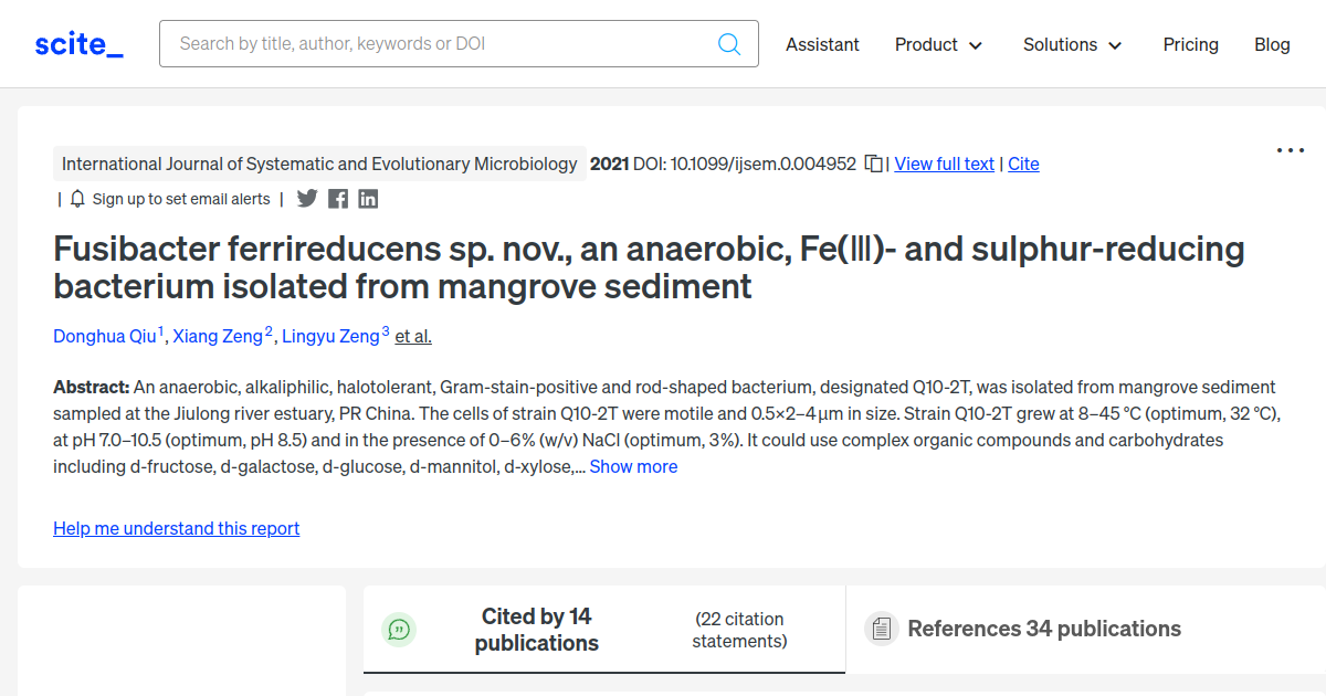 Fusibacter ferrireducens sp. nov., an anaerobic, Fe(Ⅲ)- and sulphur ...