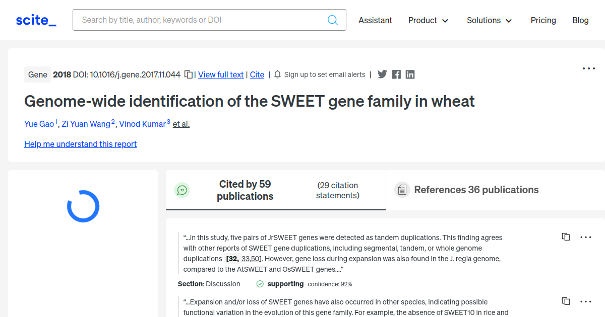 Genome-wide identification of the SWEET gene family in wheat - [scite ...