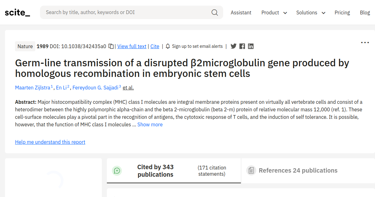 Germ-line transmission of a disrupted β2microglobulin gene produced by ...
