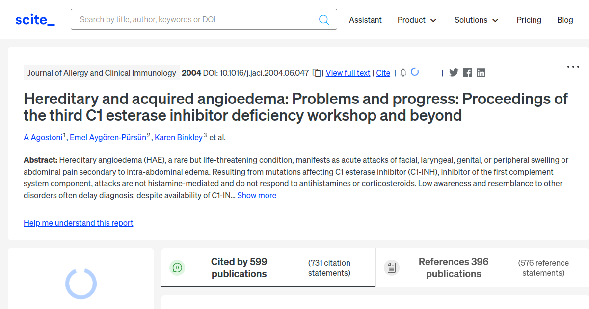 Hereditary and acquired angioedema: Problems and progress: Proceedings ...