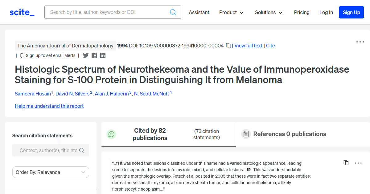 Histologic Spectrum of Neurothekeoma and the Value of Immunoperoxidase ...