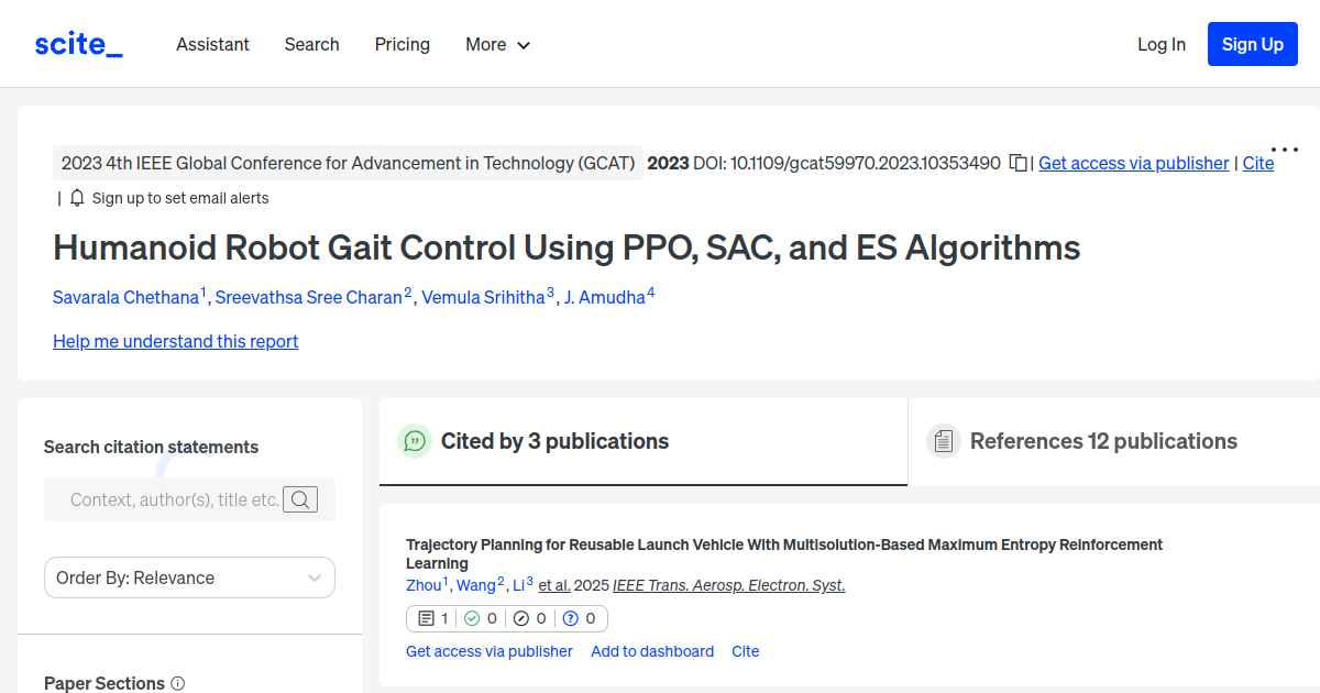 Humanoid Robot Gait Control Using PPO, SAC, and ES Algorithms