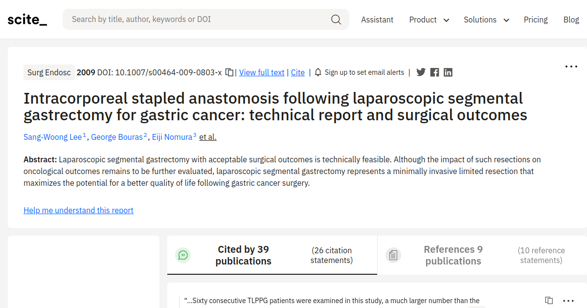 Intracorporeal stapled anastomosis following laparoscopic segmental ...