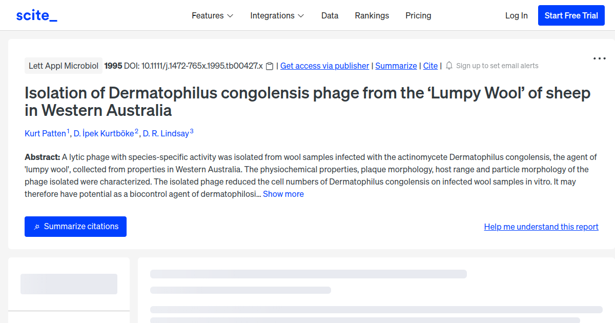 Isolation of Dermatophilus congolensis phage from the ‘Lumpy Wool’ of ...
