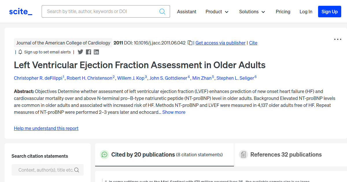 Left ventricular ejection fraction assessment in older adults scite