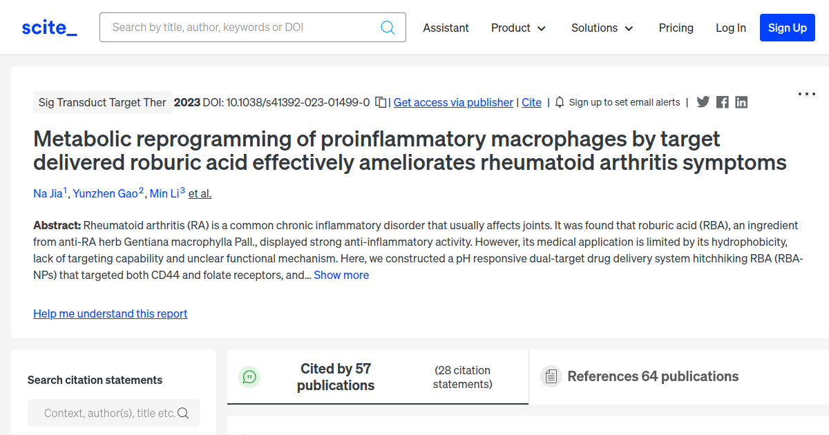 Metabolic reprogramming of proinflammatory macrophages by target