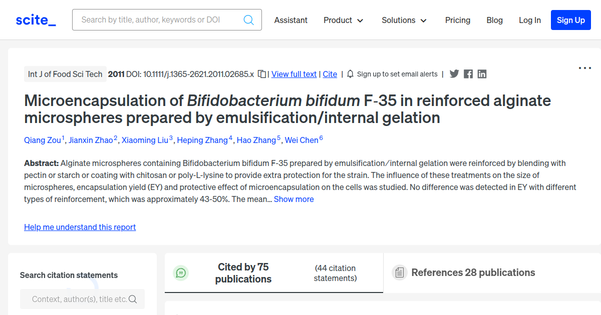 Microencapsulation of Bifidobacterium bifidum F-35 in reinforced ...