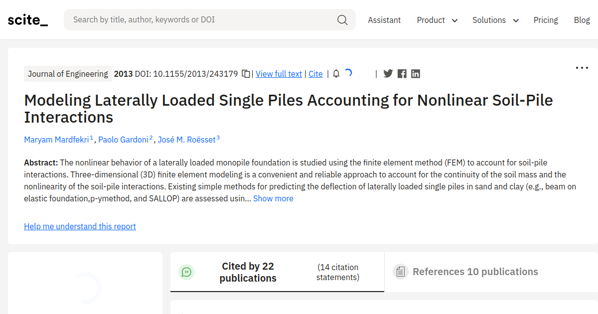 Modeling Laterally Loaded Single Piles Accounting for Nonlinear Soil ...