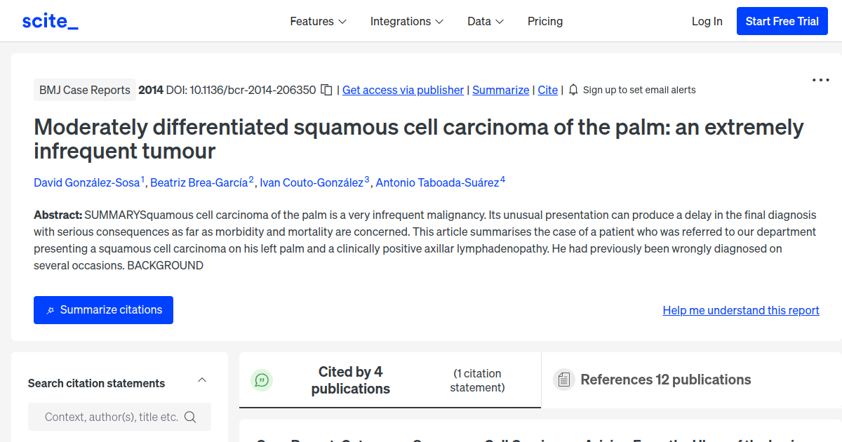Moderately differentiated squamous cell carcinoma of the palm: an ...