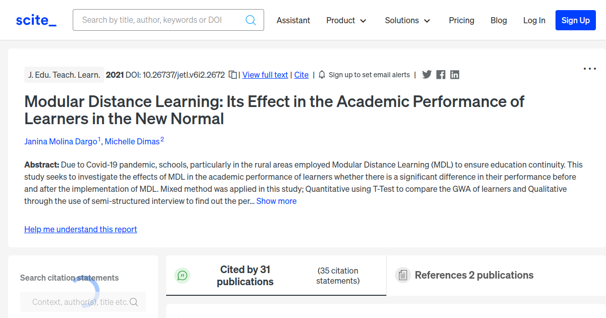 Modular Distance Learning: Its Effect in the Academic Performance of ...