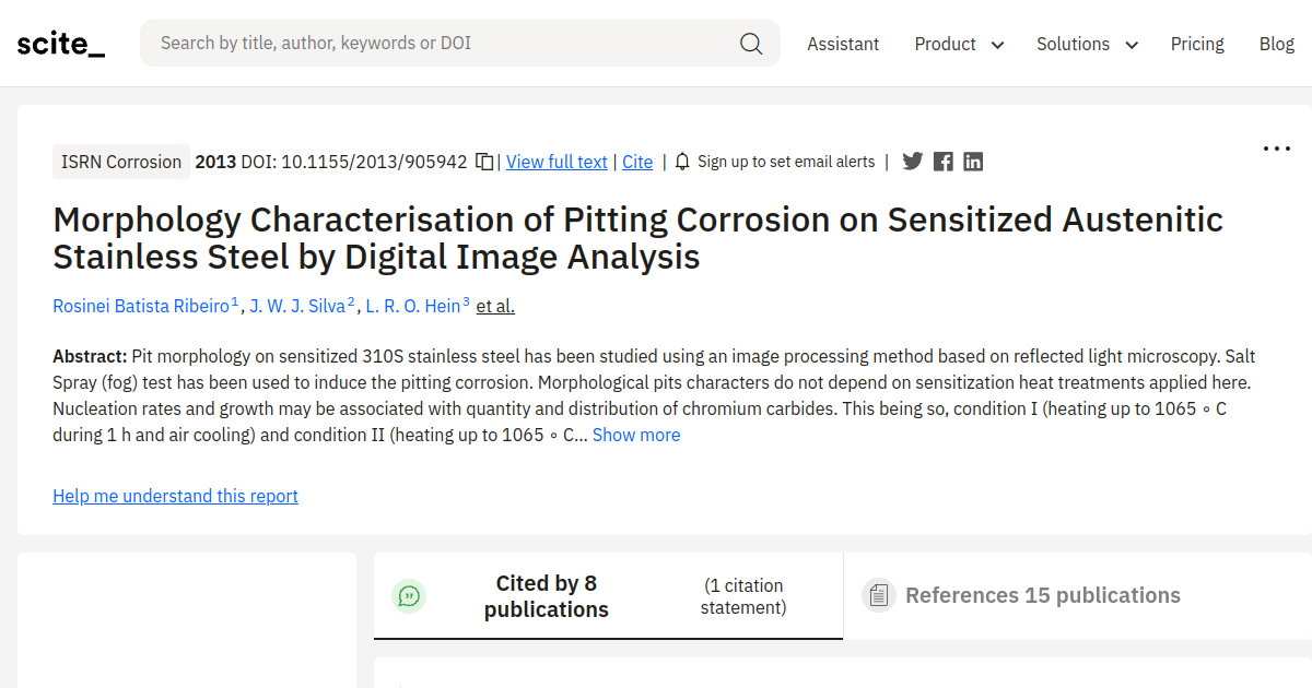 Morphology Characterisation of Pitting Corrosion on Sensitized ...