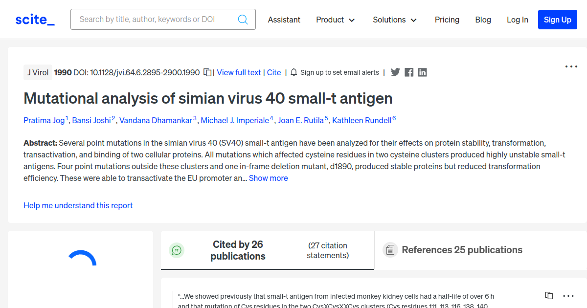 Mutational analysis of simian virus 40 small-t antigen - [scite report]