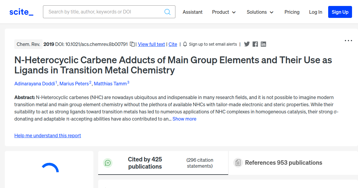 N-Heterocyclic Carbene Adducts of Main Group Elements and Their Use as ...