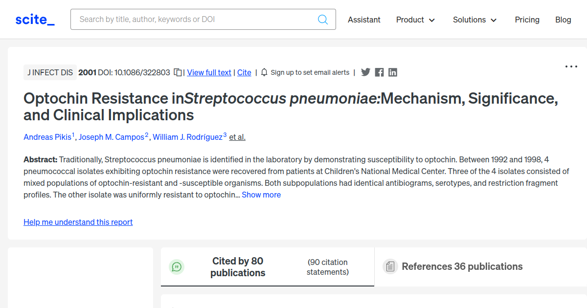 Optochin Resistance in Streptococcus pneumoniae: Mechanism ...