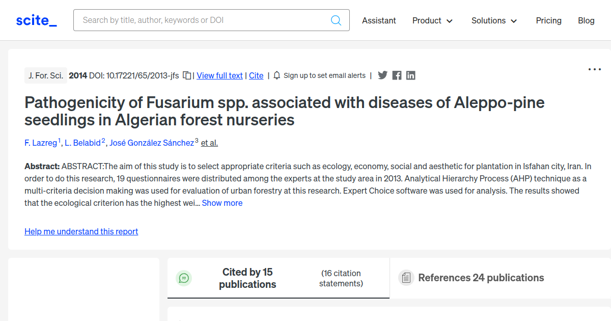 Pathogenicity of Fusarium spp. associated with diseases of Aleppo-pine ...