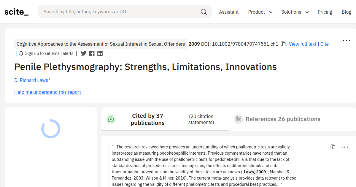 Penile Plethysmography: Strengths, Limitations, Innovations - [scite ...