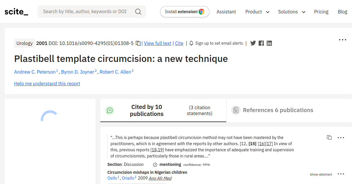 Plastibell template circumcision: a new technique - [scite report]