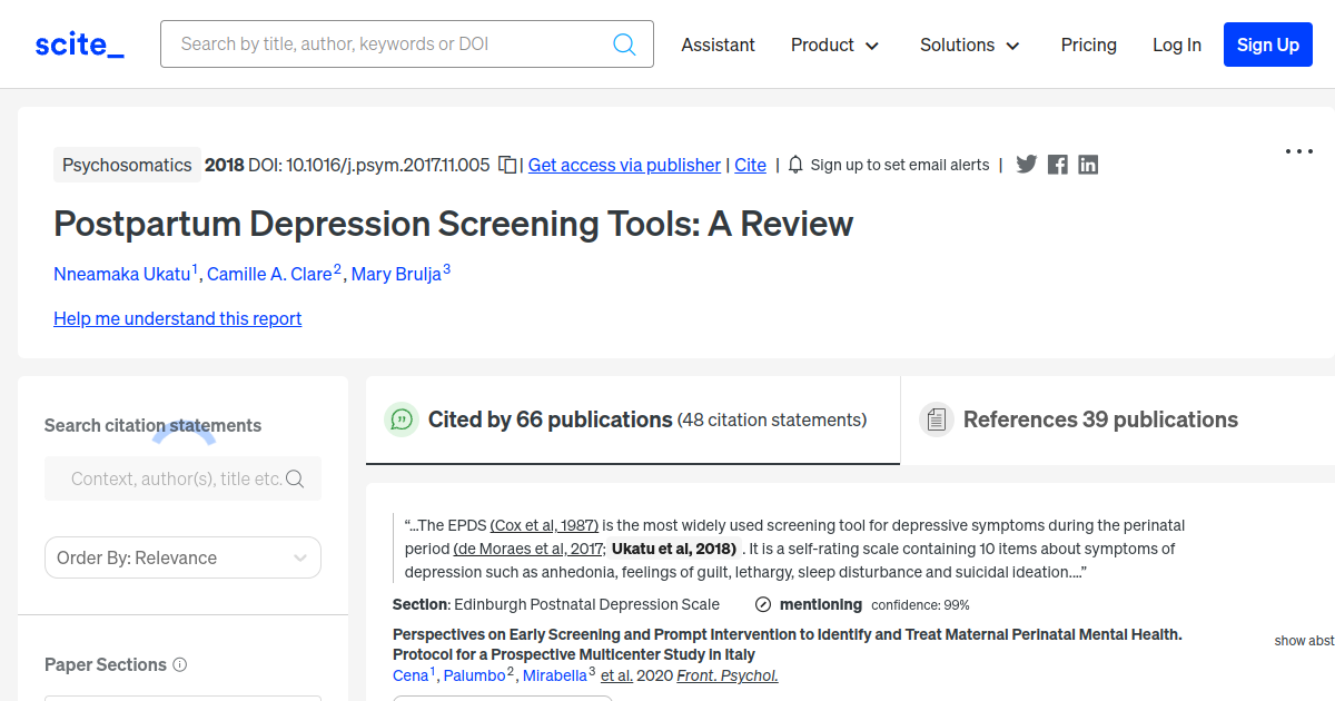Postpartum depression screening tools a review scite report 