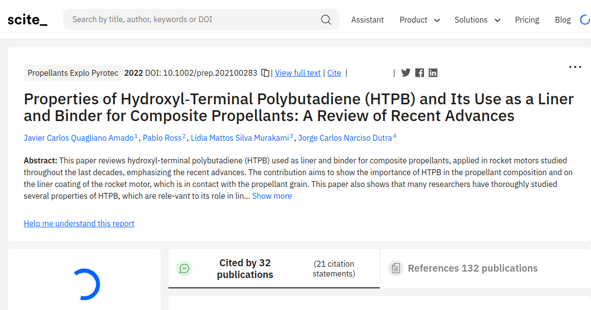 Properties of Hydroxyl‐Terminal Polybutadiene (HTPB) and Its Use as a ...