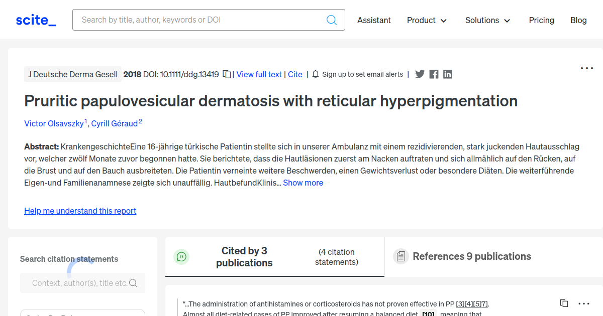 Pruritic papulovesicular dermatosis with reticular hyperpigmentation ...