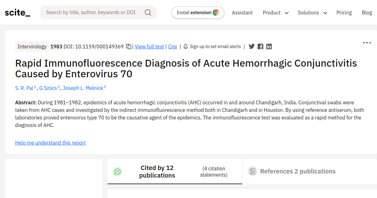 Rapid Immunofluorescence Diagnosis of Acute Hemorrhagic Conjunctivitis ...