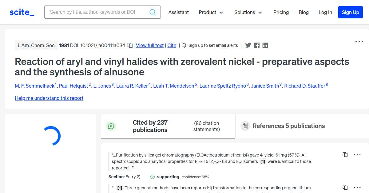 Reaction of aryl and vinyl halides with zerovalent nickel - preparative ...