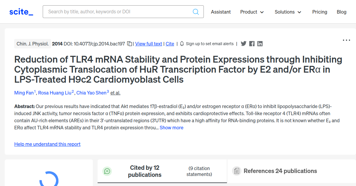 Reduction of TLR4 mRNA Stability and Protein Expressions through ...