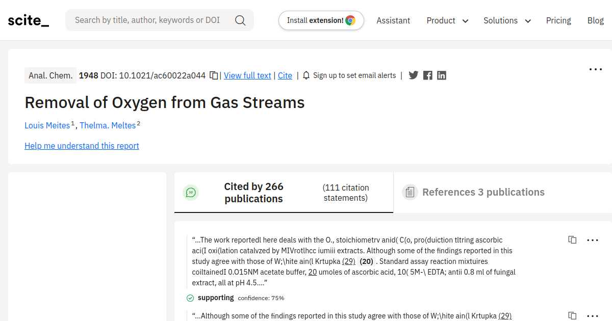 Removal of Oxygen from Gas Streams - [scite report]