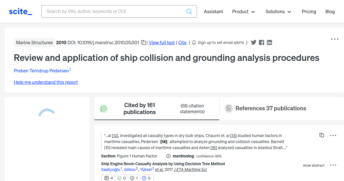 [citation report] Review and application of ship collision and ...