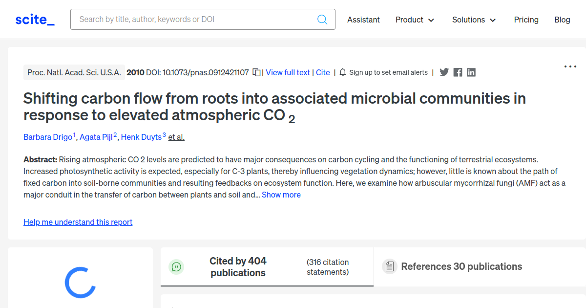 [citation report] Shifting carbon flow from roots into associated ...