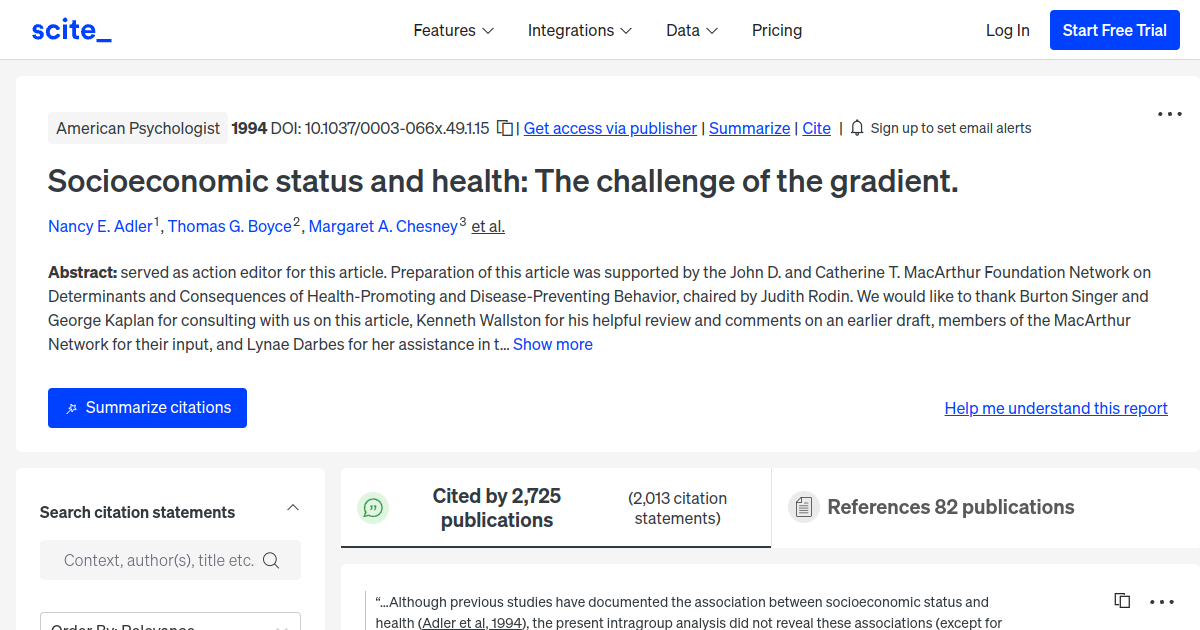 Socioeconomic status and health: The challenge of the gradient.