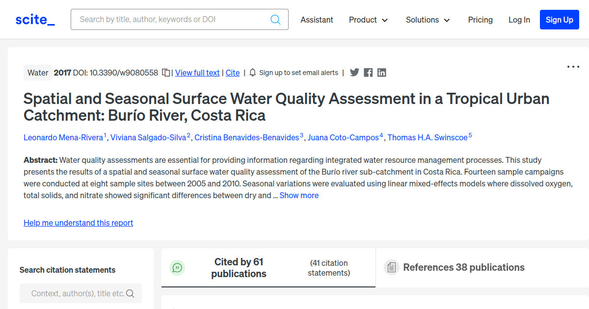 Spatial and Seasonal Surface Water Quality Assessment in a Tropical ...