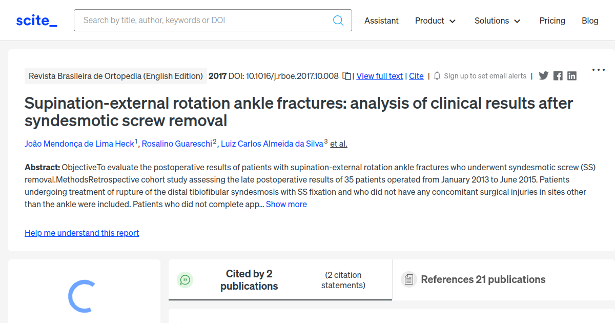 Supination-external rotation ankle fractures: analysis of clinical ...