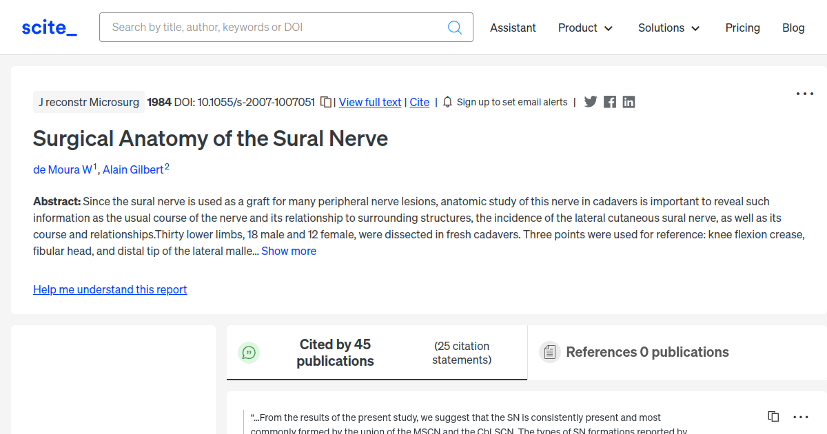 Surgical Anatomy of the Sural Nerve - [scite report]