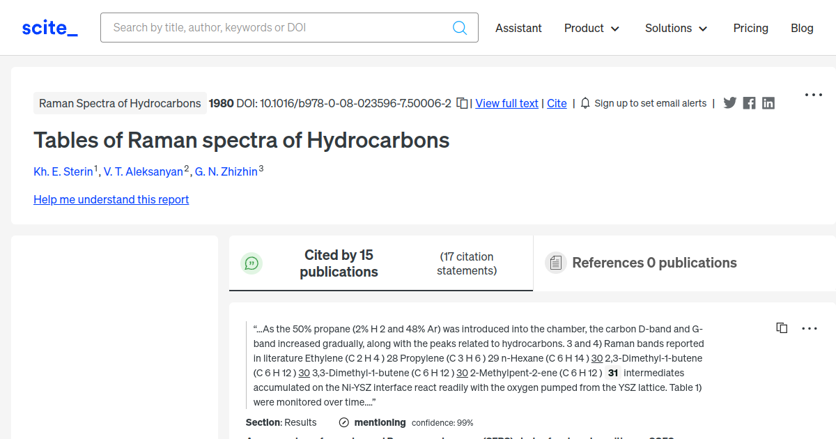 Tables of Raman spectra of Hydrocarbons - [scite report]