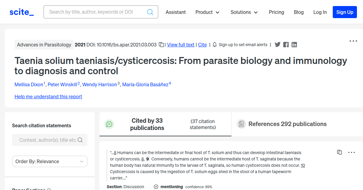 Taenia solium taeniasis/cysticercosis: From parasite biology and ...