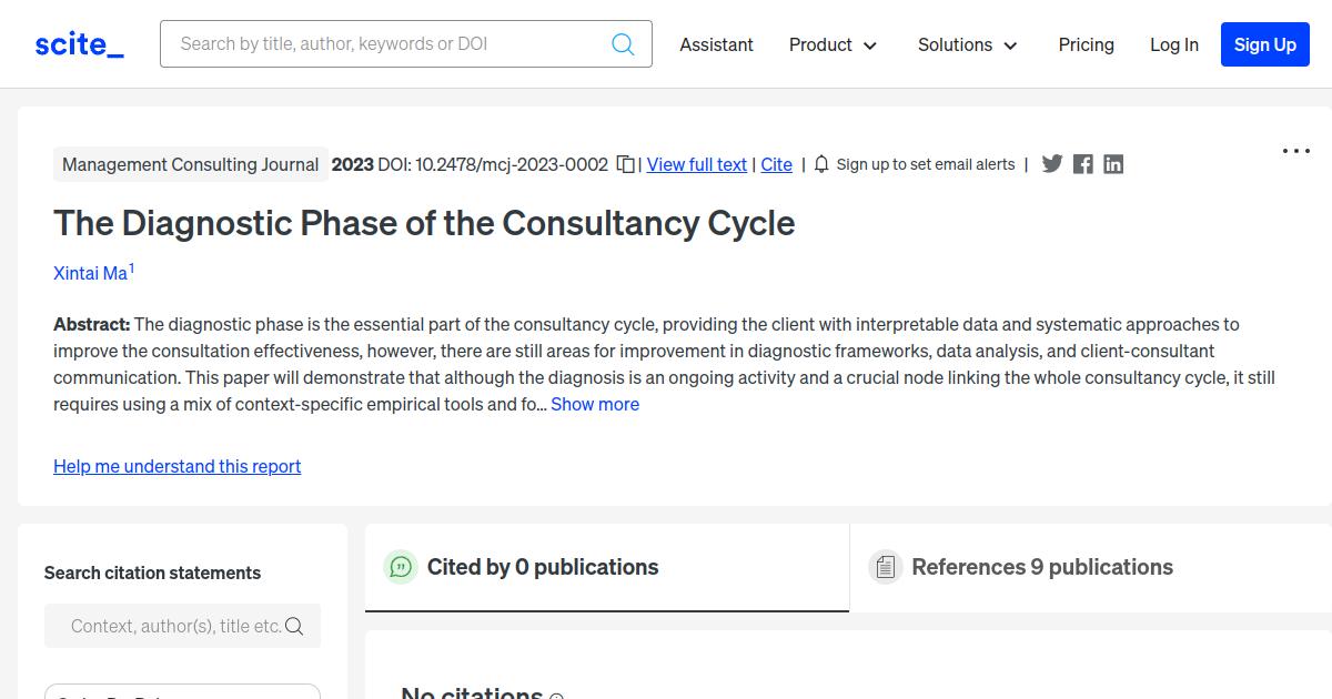 The Diagnostic Phase of the Consultancy Cycle