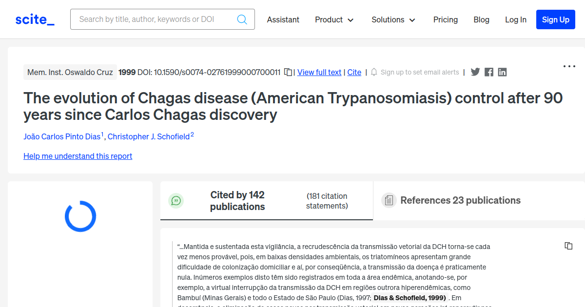 The evolution of Chagas disease (American Trypanosomiasis) control ...