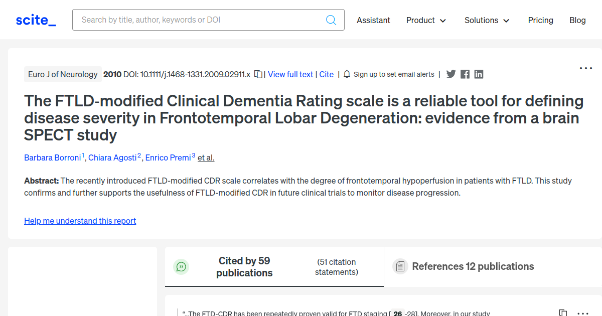 The FTLD‐modified Clinical Dementia Rating scale is a reliable tool for ...