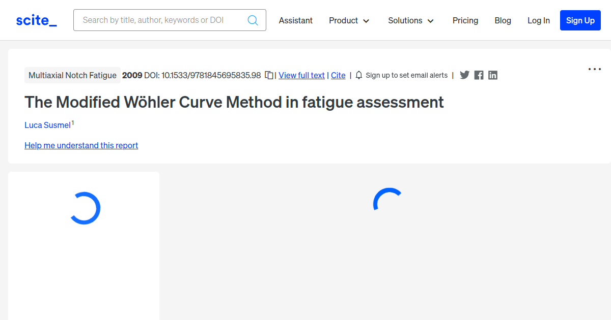 The Modified Wöhler Curve Method in fatigue assessment - [scite report]