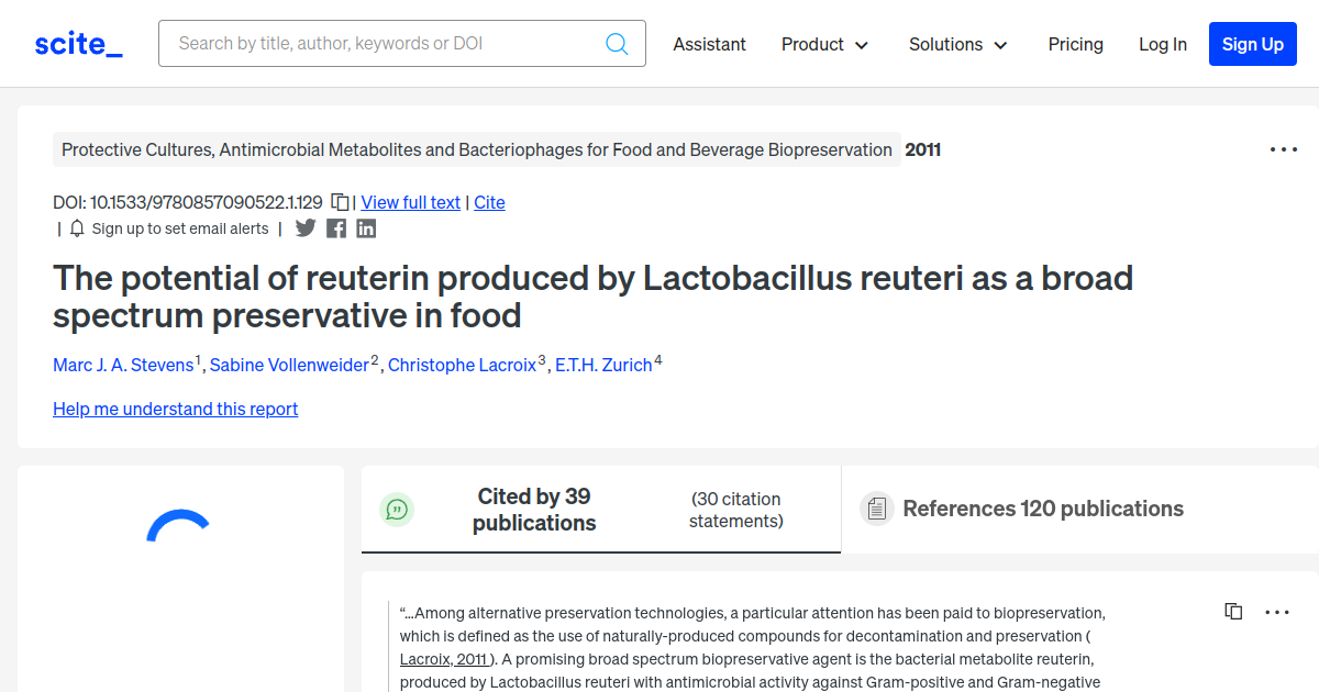 [citation report] The potential of reuterin produced by Lactobacillus ...